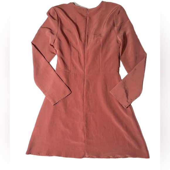 Miss Guided Long Sleeve Cross Over Front Mini Dress Rusty Pink Size 6 NWT - Picture 5 of 11